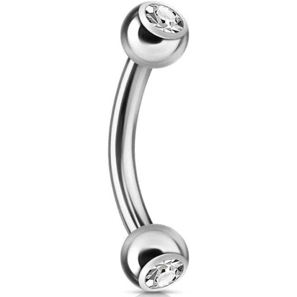 NEW Steel Crystal Curved Barbell Navel Belly Ring